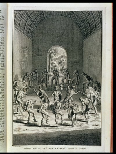 カリビアンプリーストが勇気を後押しする方法、 『宗教儀式と習慣』、1721年 作： Bernard Picart